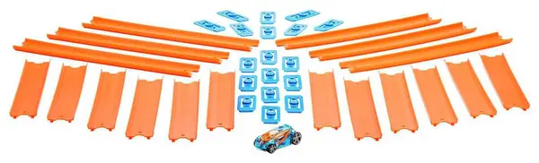 Image of Hot Wheels Track Builder - Straight Track Pack & Car Vehicle