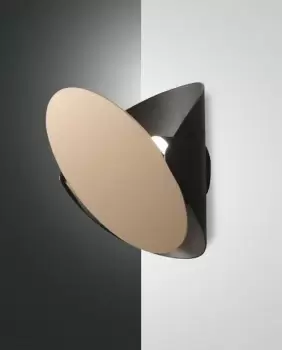 Image of Shield LED Wall Uplight Black / Gold Glass