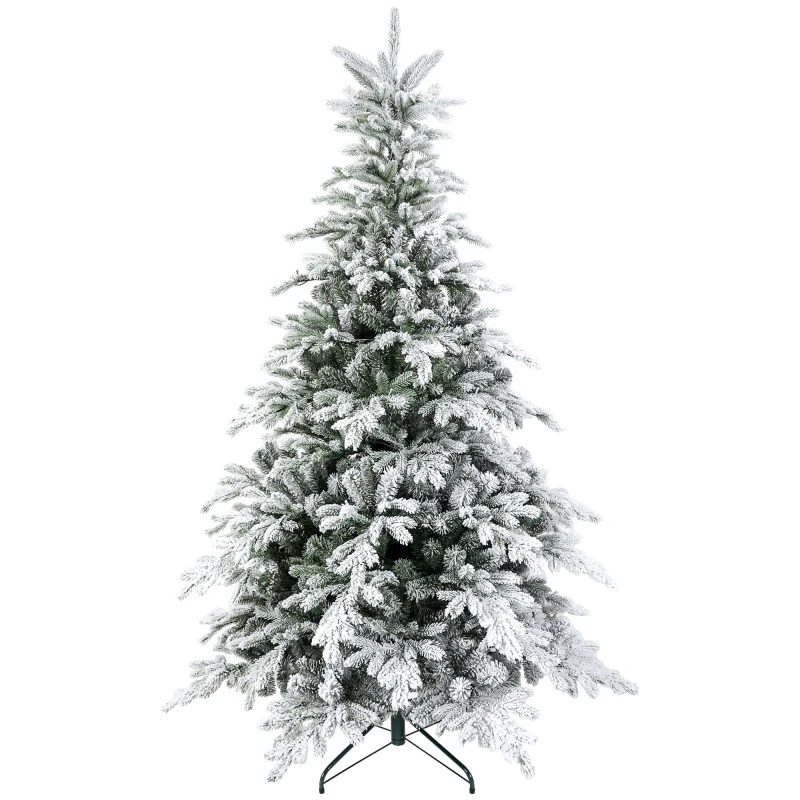 Image of HOMCOM HOMCOM 5ft Bushy Snow-Flocked Artificial Christmas Tree with LED Lights 830-897V73GN