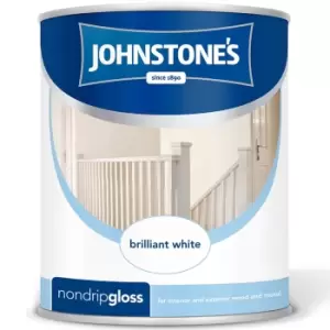 Image of Johnstones Non Drip Gloss Paint, 1.25L, Pure Brilliant White