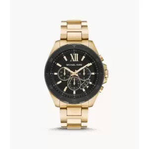 Image of Michael Kors Mens Brecken Chronograph Gold-Tone Stainless Steel Watch - Gold
