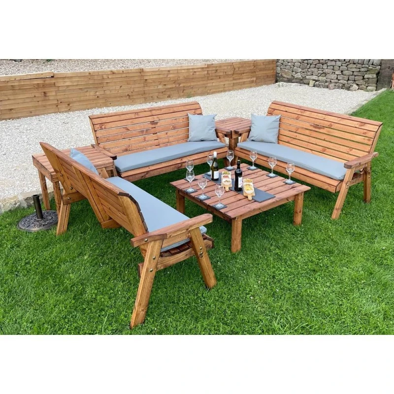 Image of Charles Taylor Nine Seater Deluxe Garden Furniture Set - L240xW284xH98cm - Grey in Brown Brown Unisex
