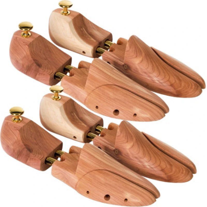 Image of Tectake Shoe Stretchers - 2 Pairs, Cedar Wood & Brass, Absorbs Moisture, For Her & Men 39-41 - Brown