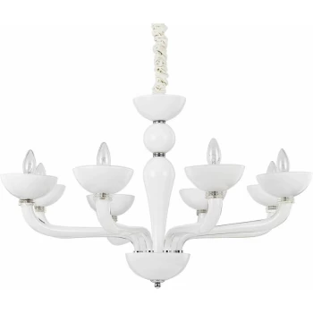 Image of Ideal Lux Lighting - Ideal Lux Casanova - 8 Light Multi Arm Chandelier White Finish, E14