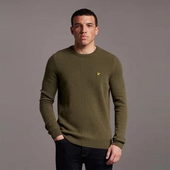 Image of Mens Crew Neck Lambswool Blend Jumper - Olive - M