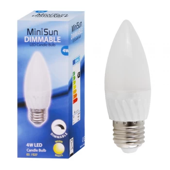 Image of MiniSun 4W ES/E27 Frosted Candle Bulb In WarmWhite - Dimmable