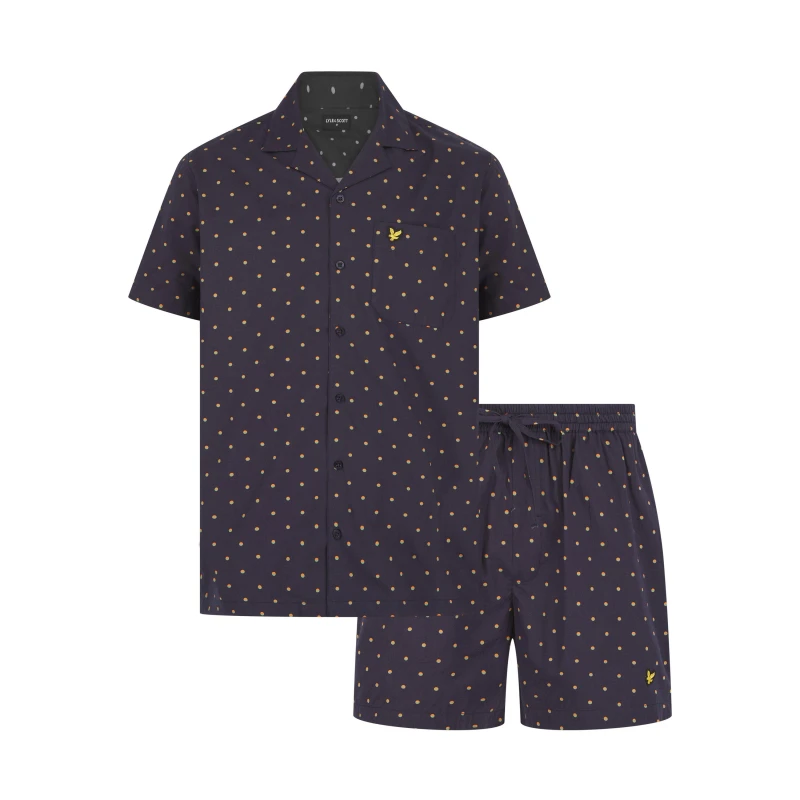 Image of Lyle and Scott Mens Polka Dot Pyjama Short-Sleeve Top Peacoat male S