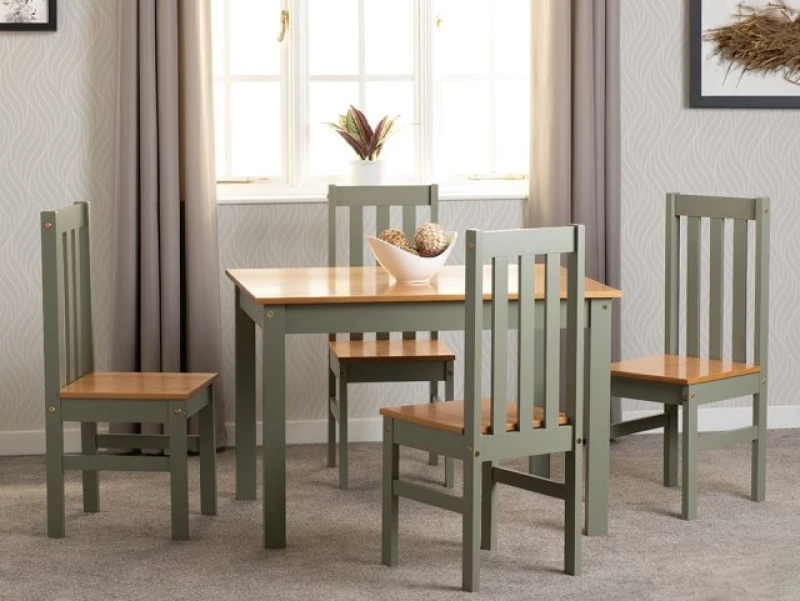 Image of Seconique Ludlow Green and Oak Dining Table and 4 Chair Set