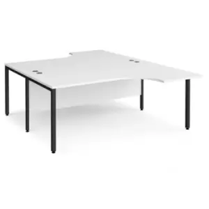 Image of Office Desk 2 Person Corner Desk 1800mm White Tops With Black Frames Maestro 25