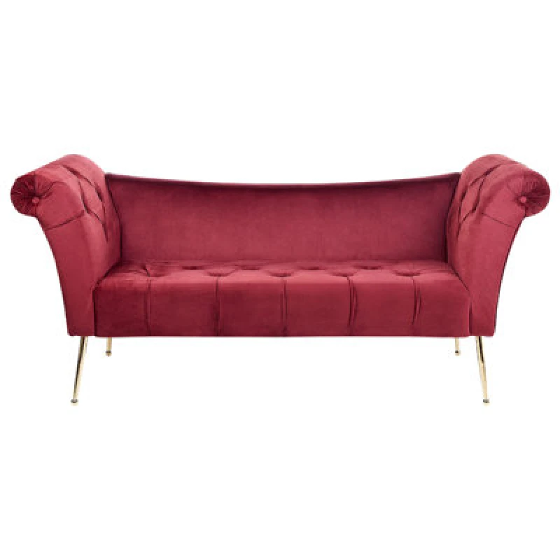 Image of Beliani Chaise Longue Nantilly Velvet Dark Red