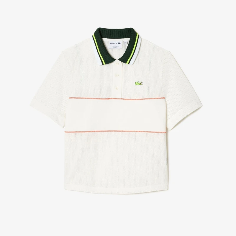 Image of Lacoste Womens Short Sleeved Ribbed Collar Polo Shirt Flour female 6 (34)