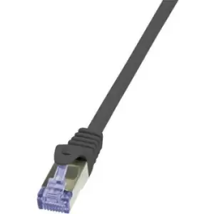 Image of LogiLink CQ3073S RJ45 Network cable, patch cable CAT 6A S/FTP 5m Black Flame-retardant, incl. detent