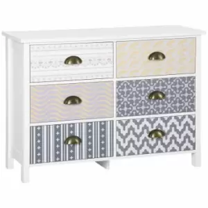 Image of HOMCOM Wide Storage Cabinet Chest Of Drawers 6-drawer Dresser With Metal Handles