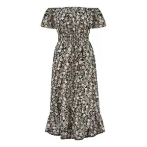 Image of Mela London Black Ditsy Field Flower Print Dress - Black