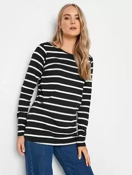 Image of Long Tall Sally 2 Pack Crew Neck Tee Black, Stripe, Black, Size 8, Women