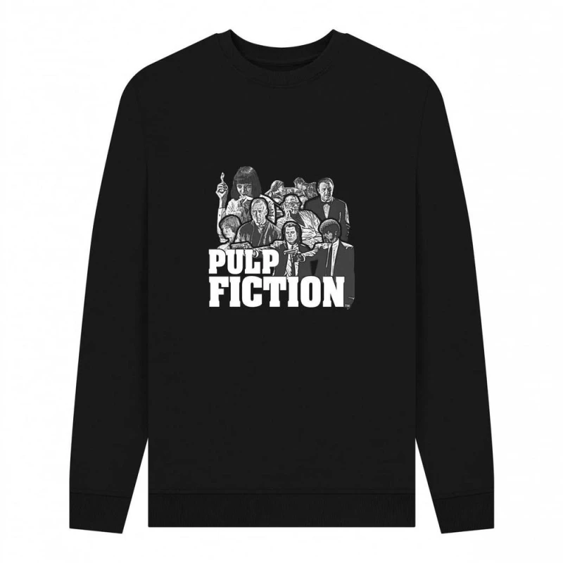 Image of Pulp Fiction Mens Cast Sweatshirt in Black Size: Small Black Male S