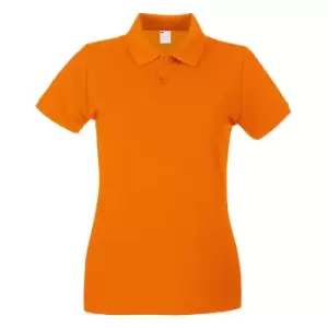 Image of Womens/Ladies Fitted Short Sleeve Casual Polo Shirt (X Large) (Bright Orange)