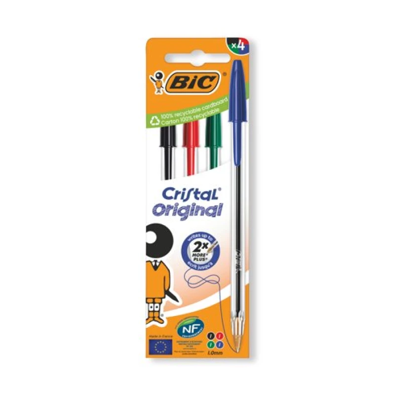 Image of Bic Bic Cristal Ballpoint Pen Medium Assorted (Pack of 4) 516834 516834