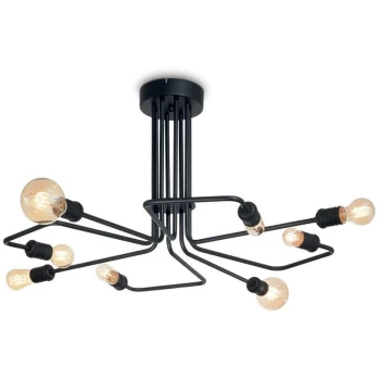 Image of Ideal Lux TRIUMPH - Indoor Mutli Arm 8 Lights Ceiling Lamp Black, E27