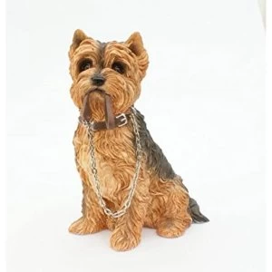 Image of Walkies Yorkshire Terrier Dog Sitting Resin Figurine By Lesser & Pavey