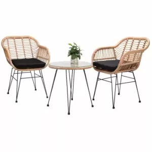 Image of 2 Seat Poly Rattan Balcony Set Bali Brown/Black