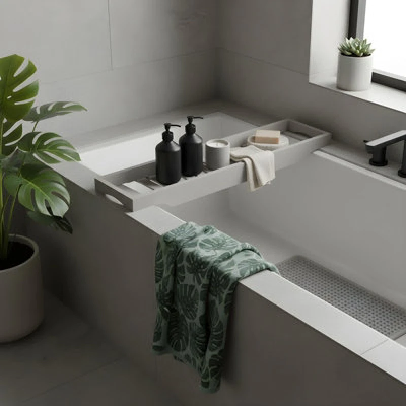 Image of OHS OHS Wooden Natural Bamboo Bath Rack in Dark Grey Dark Grey One Size Unisex 5027434160099