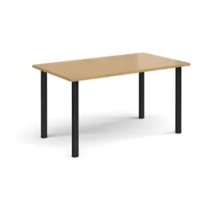Image of Rectangular Black radial leg meeting table 1400mm x 800mm - oak