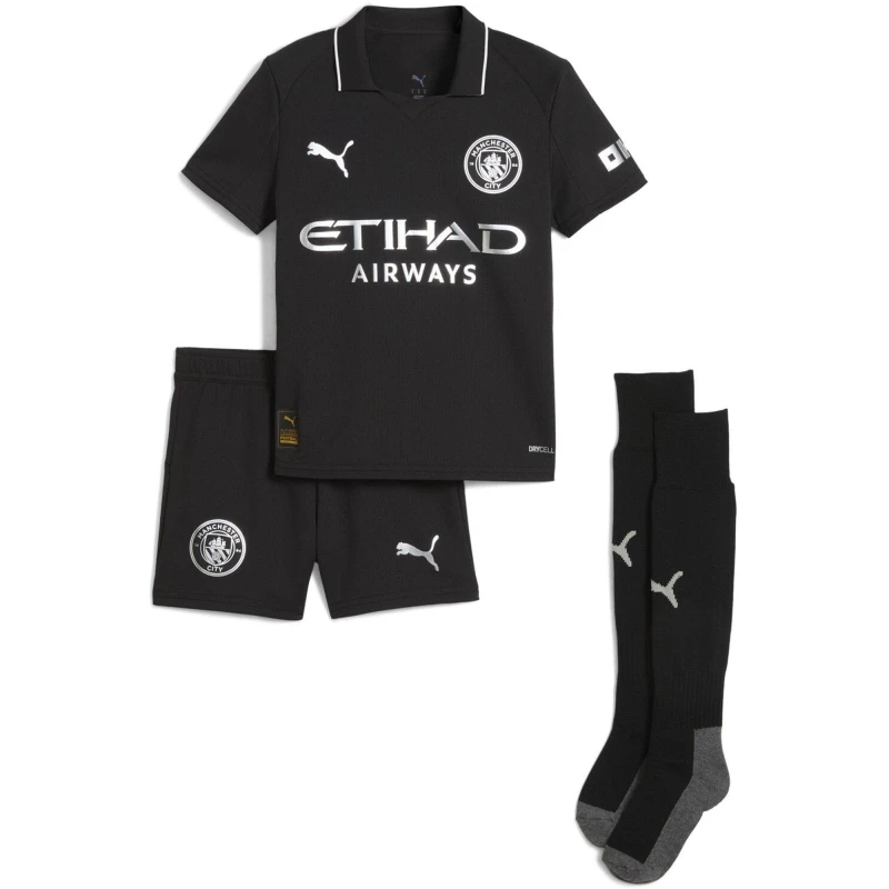 Image of Puma Manchester City Away Minikit 2025 2026 Infants Black male 2-3 Yrs