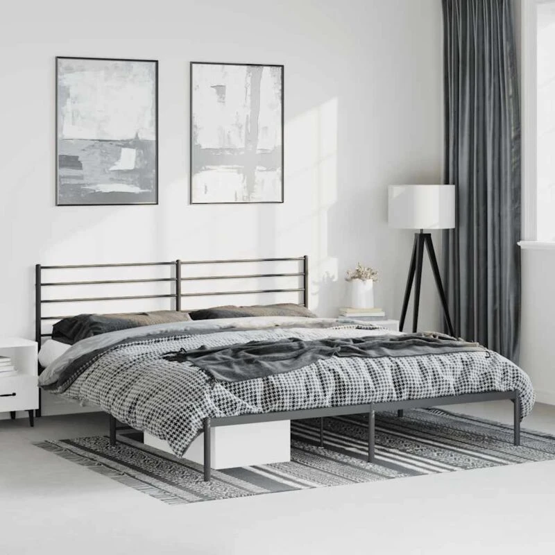 Image of VIDAXL Metal Bed Frame without Mattress with Headboard Black 183x213cm Vidaxl 352324