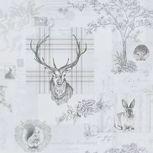 Image of Holden Richmond Highland Stag Grey/Charcoal Wallpaper