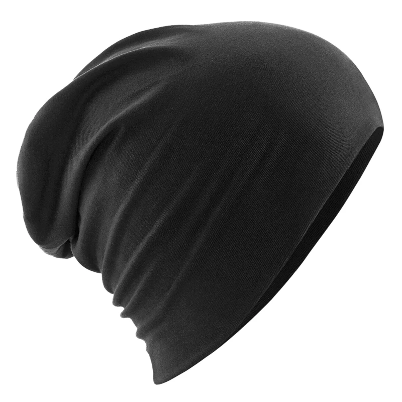 Image of Beechfield Beechfield Men Hemsedal Cotton Slouch Beanie in Black One Size Male 5063417938972