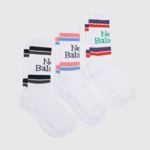 Image of New Balance White Big Logo Knit Socks 3 Pack