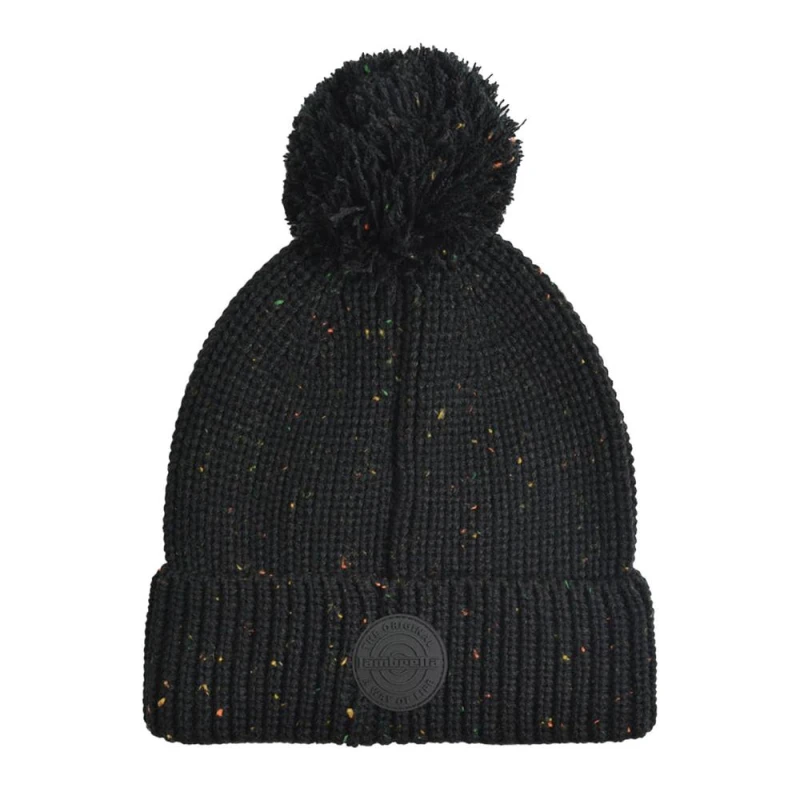 Image of Lambretta Mens Logo Bobble Beanie in Black Male One Size