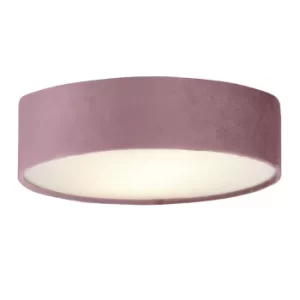 Image of Drum Pleat 3 Light Velvet Flush, Pink Shade