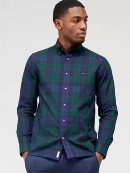 Image of Tommy Hilfiger Oxford Check Shirt - Green/Navy, Light Blue Size M Men