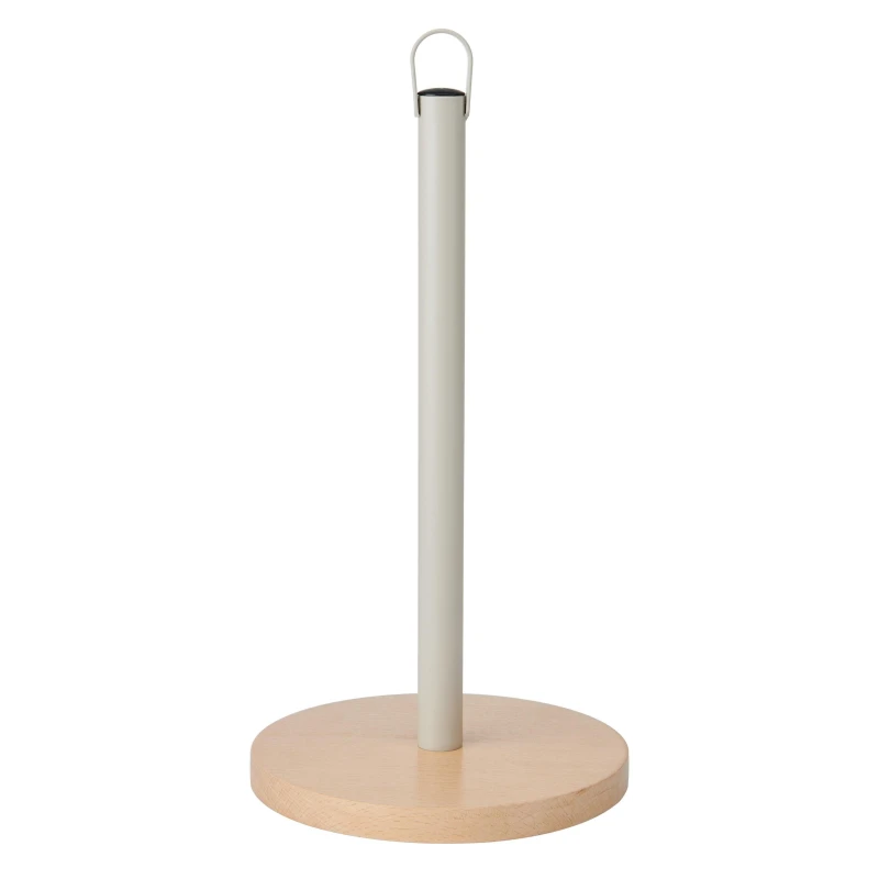 Image of Kitchencraft Idilica Stainless Steel Kitchen Roll Holder with Beechwood Base Brown unisex