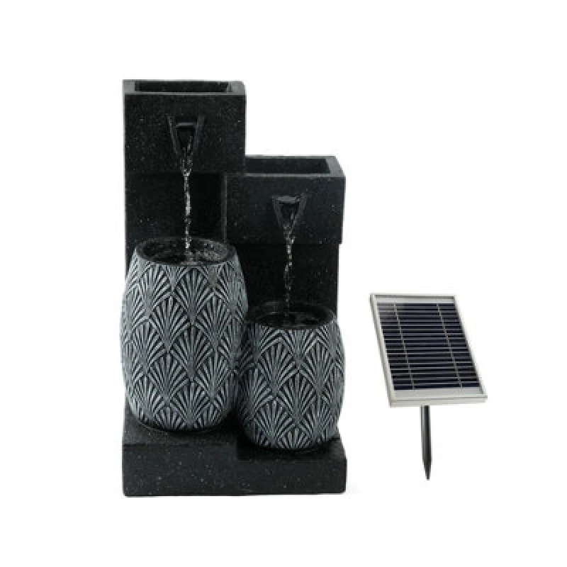 Image of Streetwize Vase Solar Water Feature With Battery Back-up Water Features One Size Black 39381803000