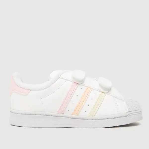Image of adidas white multi superstar v Girls Toddler trainers