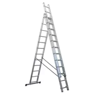 Image of Sealey Aluminium Extension Combination Ladder 3x12 EN 131