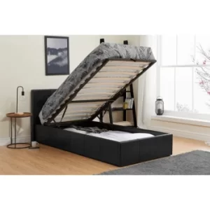 Image of Birlea Berlin Ottoman Storage Bed Black Faux Leather 3ft Single 90cm