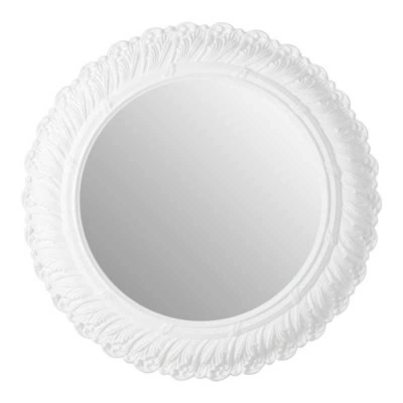 Image of Premier Housewares Plume Antique Small Acanthus Leaf Wall Mirror White