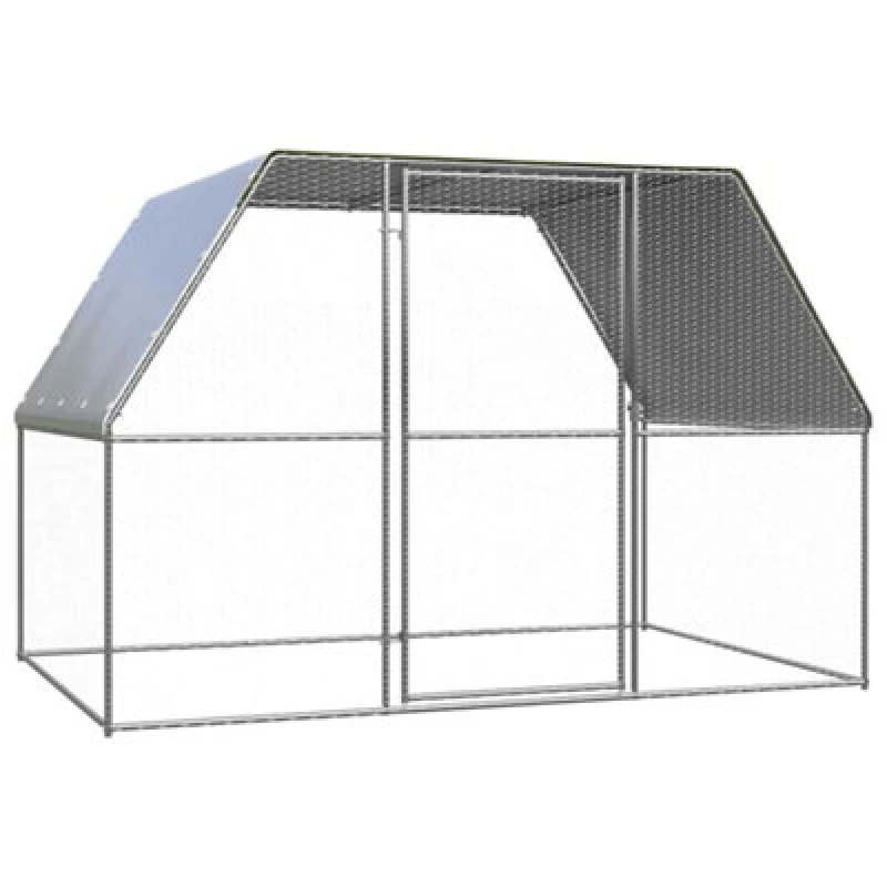 Image of vidaXL Chicken Cage Silver and Grey 3x2x2 m Galvanised Steel, Silver 155889