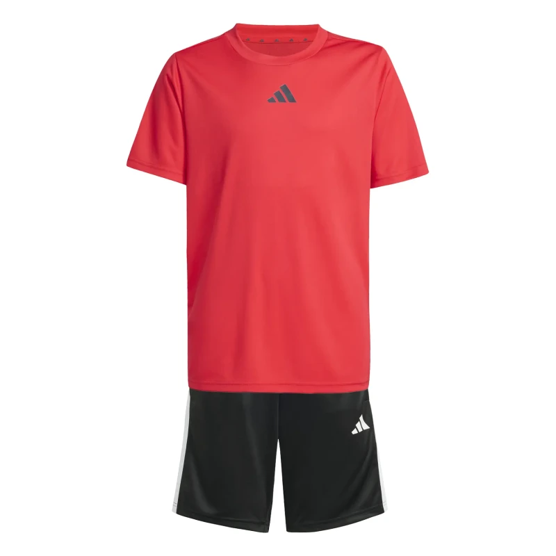 Image of adidas Train Essentials 3-Stripes T-Shirt Set Juniors - Red Red 11 - 12 Years