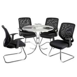 Image of Teknik Nova Meeting Set Comprising Of A White Table And Four Nova Visitor Chairs