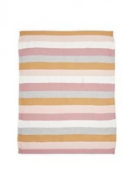 Image of Mamas & Papas Multi Stripe Pink Knitted Blanket