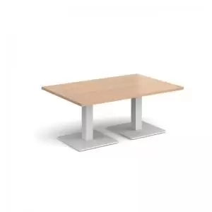 Image of Brescia rectangular coffee table with flat square white bases 1200mm x