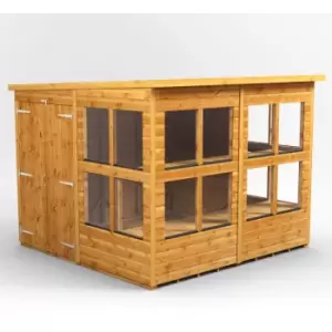 Image of Power Sheds - 8x8 Power Pent Double Door Potting Shed - Brown