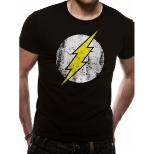 Image of The Flash Distressed Logo T-Shirt Small - Black