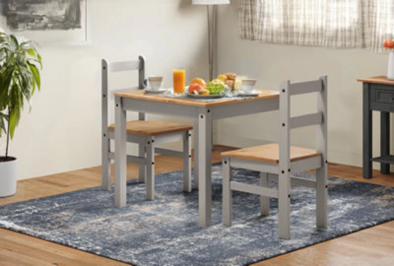 Image of MERCERS FURNITURE Corona Grey Wax Rio Dining Table & 2 Chairs 5060765290349