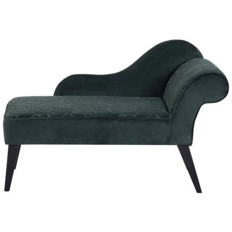 Image of Beliani Right-Hand Chaise Lounge Biarritz Velvet Dark Green